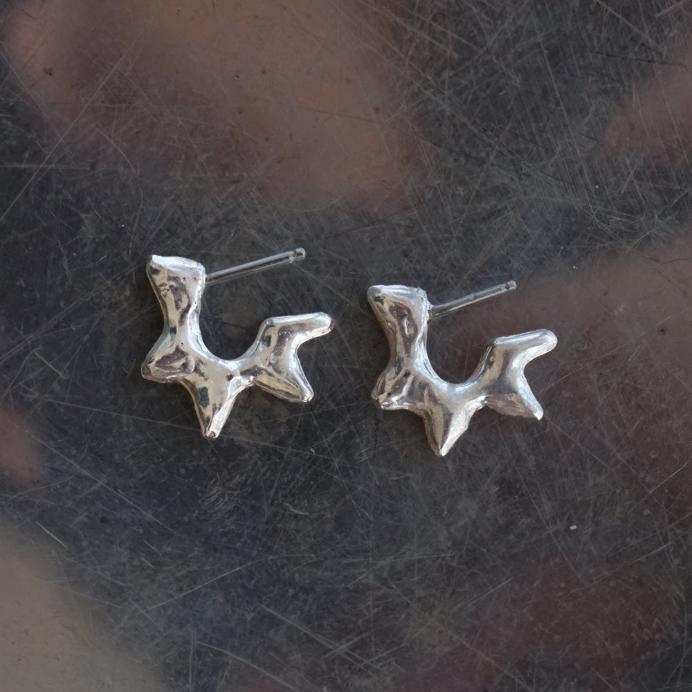 Silver Burst Huggie Earrings