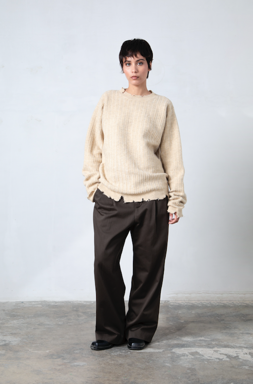 Knitted Mohair Crew Neck Sweater