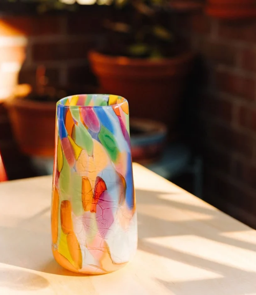 Rainbow Crackle Vase