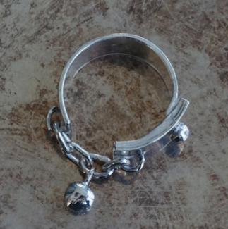 Silver Knocker Ring With Chain