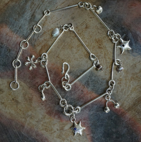 Silver Star Link Necklace