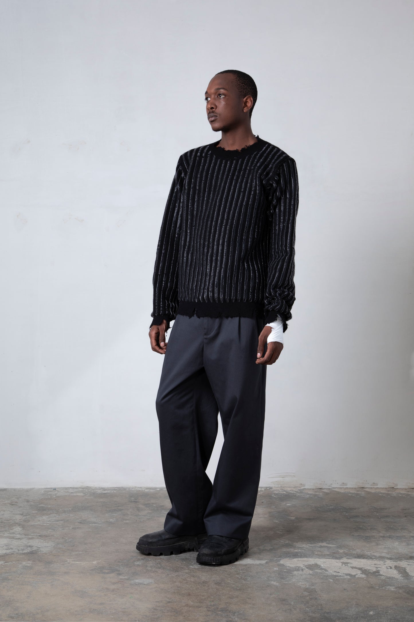 Knitted Mohair Crew Neck Sweater