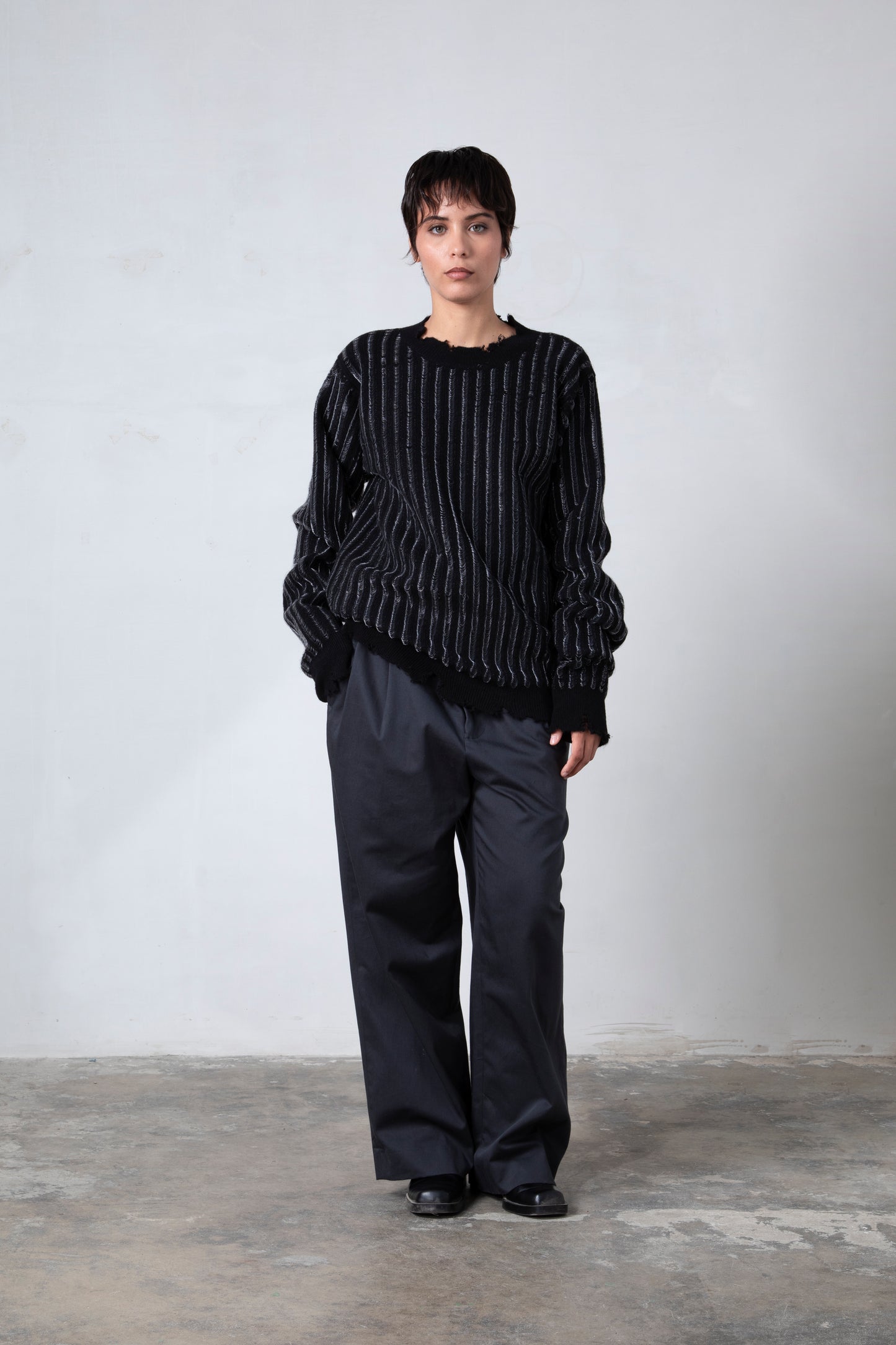 Knitted Mohair Crew Neck Sweater
