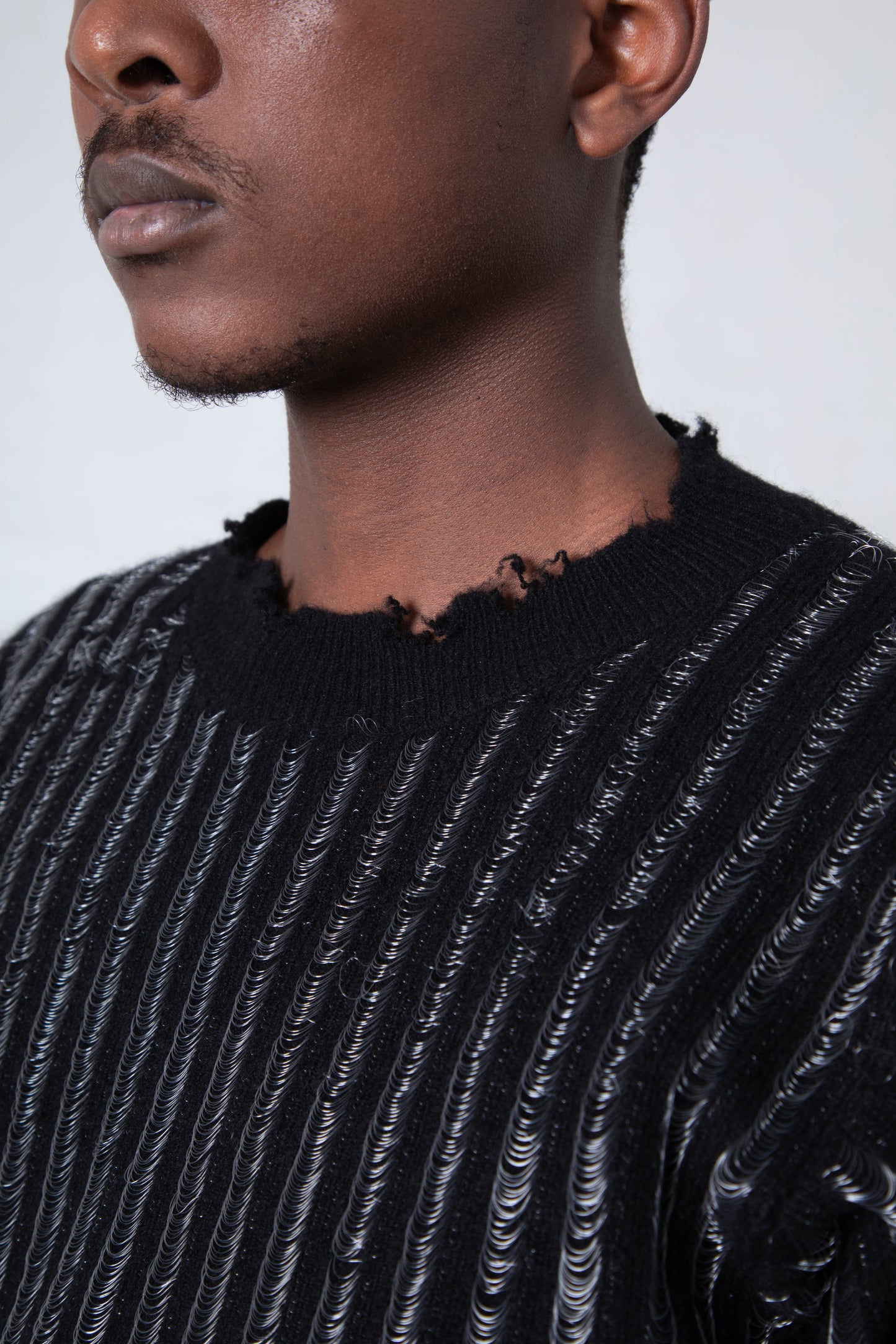 Knitted Mohair Crew Neck Sweater