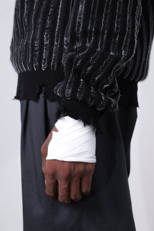 Knitted Mohair Crew Neck Sweater