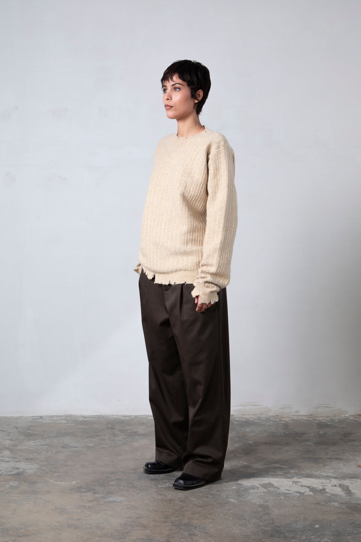 Knitted Mohair Crew Neck Sweater