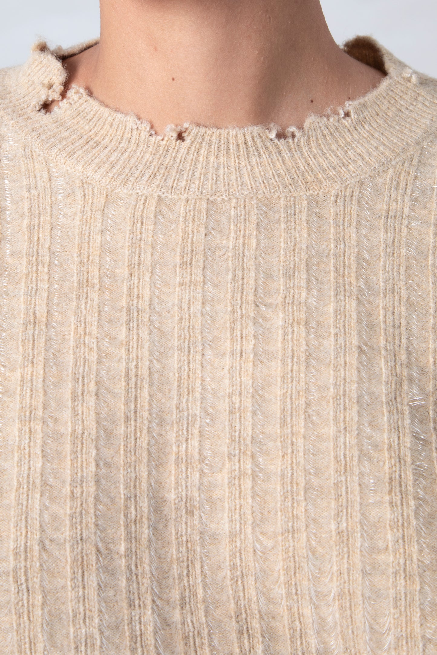 Knitted Mohair Crew Neck Sweater