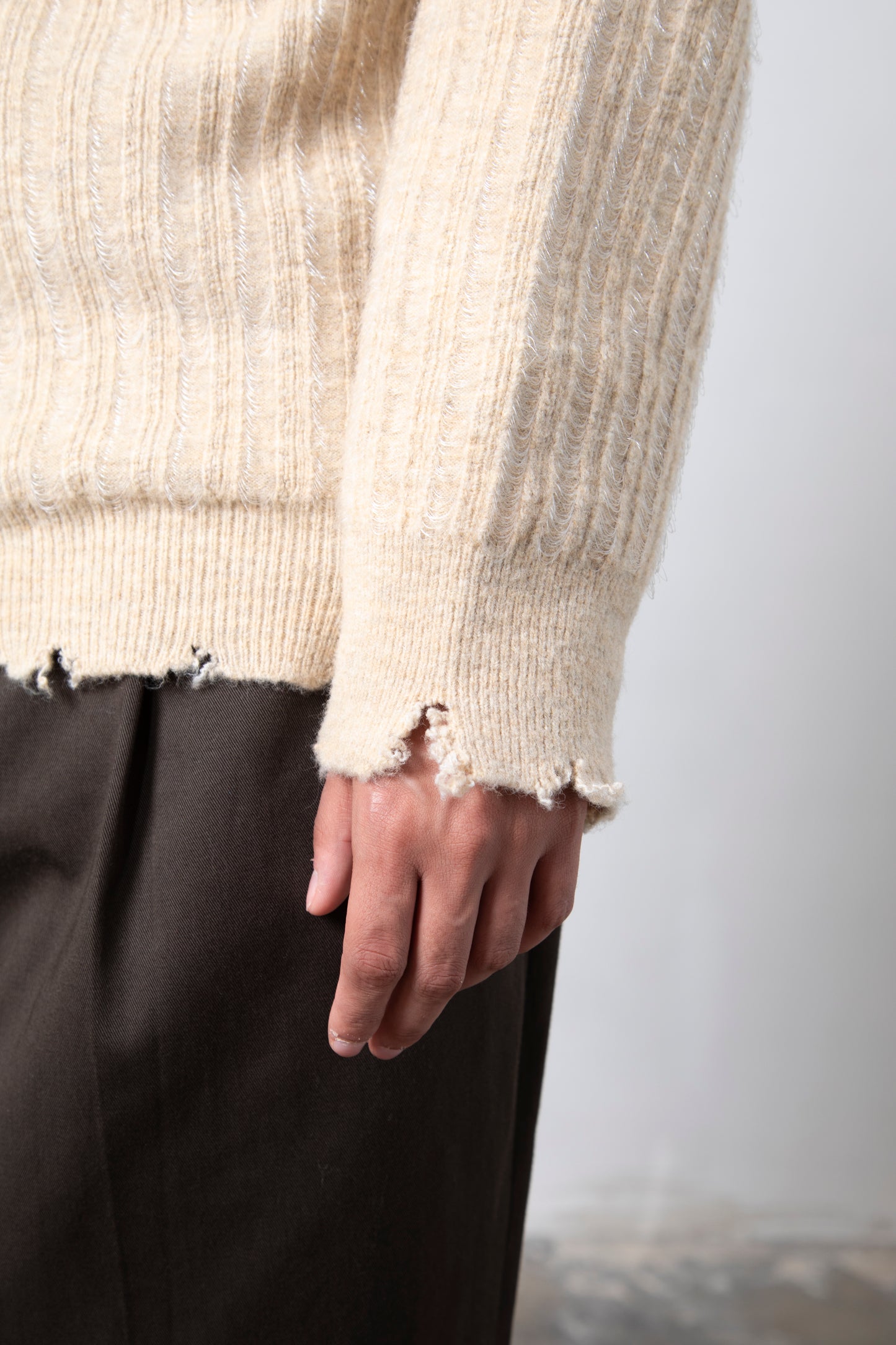 Knitted Mohair Crew Neck Sweater