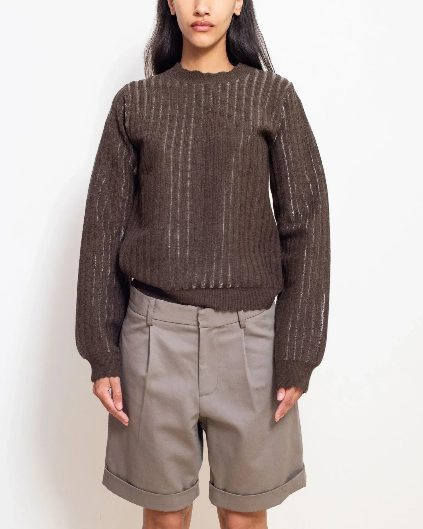 Knitted Mohair Crew Neck Sweater