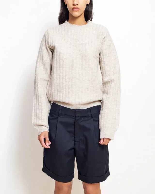 Knitted Mohair Crew Neck Sweater