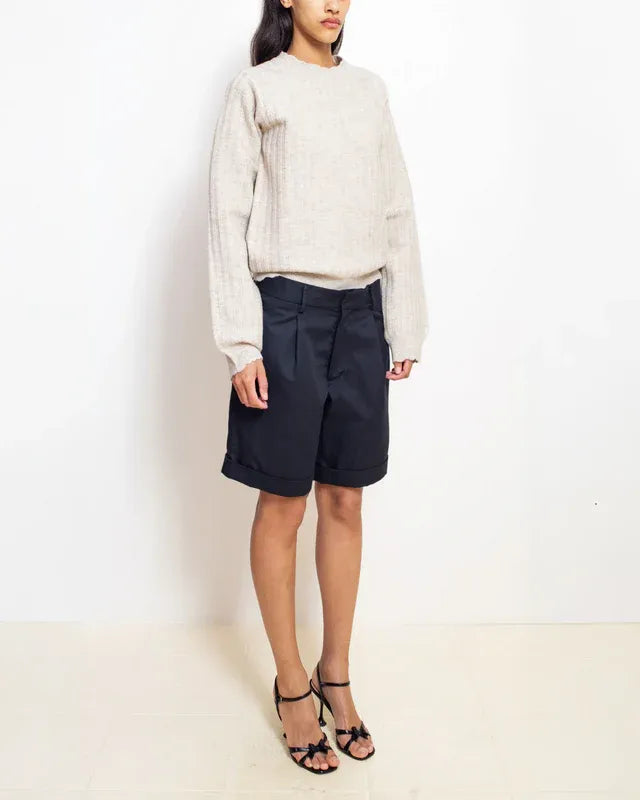 Knitted Mohair Crew Neck Sweater